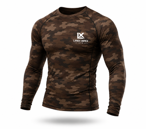 <b>Men's</b> Brown Camo <b>Compression</b> Rash Guard Long Sleeve Athletic Gym <b>Shirt</b> Fitness Training Workout Sports Base Layer Sportswear - Product Image 1
