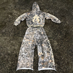 Fabricante de chándales de tejido técnico para hombre, conjunto personalizado de pantalones deportivos y sudadera con capucha de 500 g/m², bordado de camuflaje de alta calidad. - Product Image 3