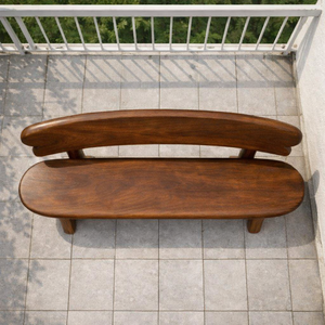 Banco de Patio de Madera de Estilo Moderno de Mediados de Siglo Luxali, Diseño Escultural, Muebles de Exterior, 3 Plazas, Forma Orgánica Duradera, Hecho a Mano, Sólido - Product Image 3