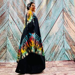 Prix d'usine, vente en gros, 100% polyester, kimono bandeau tie-dye, couverture de plage ample et confortable, veste d'été style bohème - Product Image 2