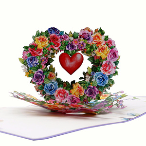 Tarjeta de Felicitación 3D con Corazón Floral, Diseño Personalizado, Hecha a Mano, Decoración para el Hogar, Día de San Valentín - Product Image 1