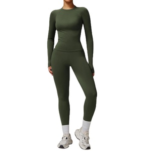 Top Quality Custom Women Yoga Set New Casual Plain Yoga Set 2025 Gym Bra Yoga <b>Leggings</b> Set - Product Image 1