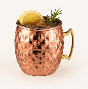Pure Copper Moscow Mule Mug Unique Diamond Textured Design with Ergonomic Brass Handle Professional Grade <b>Cold</b> Beverage <b>Cup</b> - Product Image 6