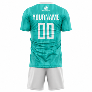 Ensemble de maillot et short de football personnalisé en sublimation, grande taille, avec nom d'équipe et numéro de joueur, respirant et à séchage rapide - Product Image 5