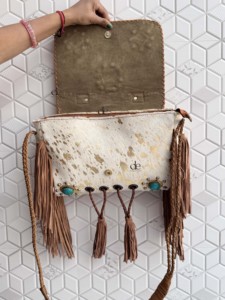 Sacs à main en cuir de fourrure métallique sac à provisions sacs décontractés cheveux sur fourrure cuir frange sac à main bohème femmes utilisation Offre Spéciale sac à main - Product Image 5