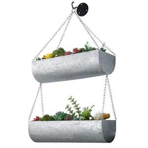 Jardinière rectangulaire suspendue en métal galvanisé, décorative pour balcon, patio, véranda, intérieur/extérieur, maison. - Product Image 2