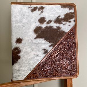 Custom Branded Hand <b>Tooled</b> <b>Leather</b> & Cowhide Portfolio Premium High Quality Document Case Business File Folder Ring Binder Cover - Product Image 3