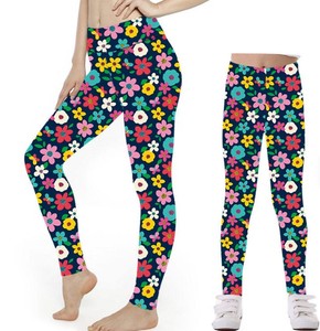 Leggings pour enfants 100% coton écologiques, imprimés vintage, double face brossée, doux comme du beurre, maman et moi - Product Image 2