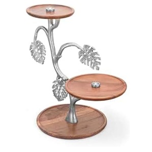 Parties Celebration Superior Quality Handmade Decorative Fruit Cake Holder Stand Birthday Cake Server Stand With <b>Glass</b> <b>Dome</b> - Product Image 5