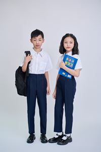 เสื้อนักเรียนประถม แขนสั้น สีขาว แบบ unisex ติดกระดุม ผลิตในเวียดนาม FMF ผ้าโพลีเอสเตอร์ 65% ผ้าฝ้าย 35% TC - Product Image 6