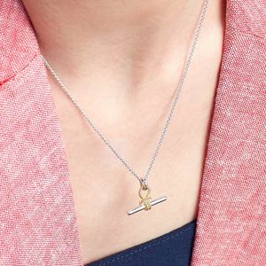 สร้อยคอแบบปรับได้สองสี จี้ทองเหลืองแบบเกลียว ขายส่งขั้นต่ำน้อย - Product Image 2