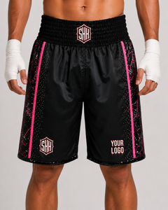 Shorts de boxe unisexes en satin vert métallisé personnalisés, shorts de combat professionnels, logo sur le devant, séchage rapide, design étoile en strass - Product Image 2