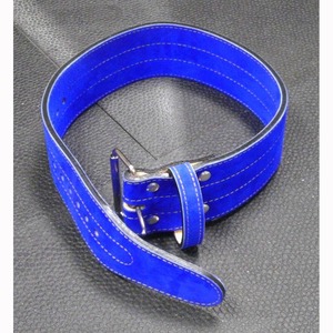 Blue Leather <b>Weight</b> Lifting <b>Belt</b> Adjustable Waist Support Buckle Closure Unisex Strength <b>Training</b> Fitness Equipment - Product Image 5