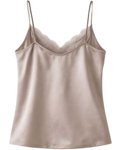 Champagne Satin Camisole Shorts Set Women Sleepwear <b>Lace</b> Trim Spaghetti Strap Soft Breathable Summer Nightwear Pajama Set Lounge - Product Image 4