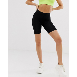 High Waist Black Sporty Knitted Shorts For Women Breathable Stretch Fit Solid Color Athletic Workout Wear - Product Image 1