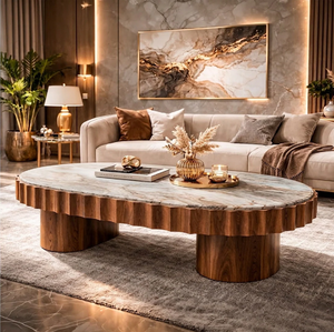 Table basse rectangulaire en marbre blanc, supportée par un élégant cadre en laiton, disponible à prix de gros. - Product Image 2