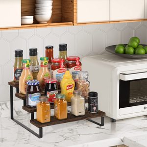 4-Tier Wooden Display Stand with Metal Frame | Rustic Countertop Organizer <b>Rack</b> - Product Image 4