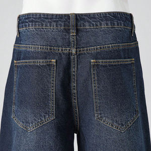 Pantalones cortos de mezclilla clásicos para hombre, lavado oscuro, de algodón 100% de alta densidad, estilo casual urbano, a la moda de verano, hasta la rodilla - Product Image 3