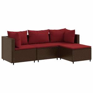 Juego de 4 Muebles de Jardín Compactos de Ratán Sintético Marrón para Patio - Product Image 2