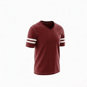 เสื้อเบสบอลคอวีสำหรับผู้ชาย แขนสั้น สีมารูน ผ้าโพลีเอสเตอร์ระบายอากาศได้ดี ทรงปกติ เหมาะสำหรับทุกฤดูกาล - Product Image 5