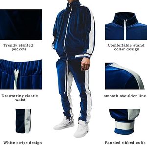Wholesale <b>Men</b> <b>Tracksuit</b> <b>Velour</b> Full Zip Jacket and Jogger Pants Matching Athletic Sportswear Set Custom OEM ODM - Product Image 4