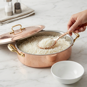 Cacerola Ovalada de Cobre Puro Martillado a Mano de Lujo con Asas de Anillas Doradas y Tapa para Cocina Gourmet, Decoración del Hogar y Hoteles - Product Image 3