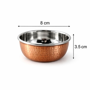 Bol à chutney en cuivre avec intérieur en acier inoxydable poli |   Petit bol de service léger, durable et écologique pour les fêtes - Product Image 3