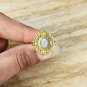 Fashionable High Demand Boho Moonstone Brass <b>Ring</b> Filigree Tribal <b>Chunky</b> <b>Ring</b> Gold Plated Antique Style Statement Wholesale <b>Ring</b> - Product Image 2