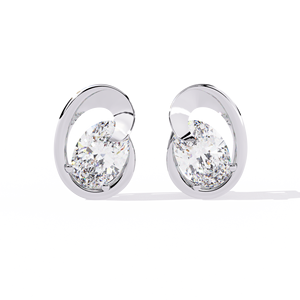 Boucles d'oreilles clous en diamant ovale cultivé en laboratoire, or massif 14 carats, certifiées IGI, pour mariage, fête, cadeau - Product Image 1
