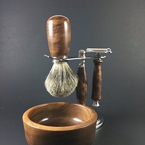 Professional wood Faux Badger Hair Brush Men's Shaving Tool <b>Kit</b> with <b>Resin</b> & Metal OEM Brand Private Label Option - Product Image 1