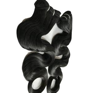 Extensions de cheveux humains indiens Remy naturels, ondulés, non traités, 22 pouces, double trame, noir brun naturel - Product Image 1