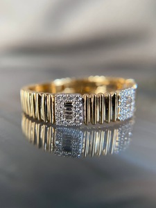 Wholesale Jewelry Supplier 925 Sterling Silver Lab Grown <b>Diamond</b> <b>Ring</b> Baguette Cluster Halo Station Ribbed Band Retail Supply - Product Image 3