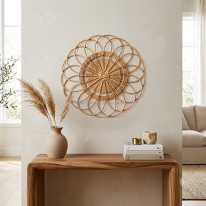 18 Inch Bohemian Floral <b>Ring</b> Rattan Charger <b>Plate</b> Handwoven Heat Resistant Decorative Table Charger for Dining and Event Decor - Product Image 6