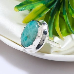 Natural Amazonite <b>925</b> <b>Silver</b> <b>Ring</b> Designer Gemstone <b>Ring</b> for Women and Girls - Product Image 1