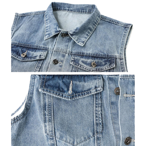 Nouvelle arrivée : Gilet en jean sans manches décontracté pour homme, 100 % coton, couleur unie, respirant et à prix abordable, best-seller - Product Image 4