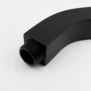 Brazo de ducha cuadrado negro mate con brida y roscas cónicas NPT de 1/2 pulgada, brazo de extensión para cabezal de ducha tipo lluvia de montaje en pared, en caja - Product Image 3