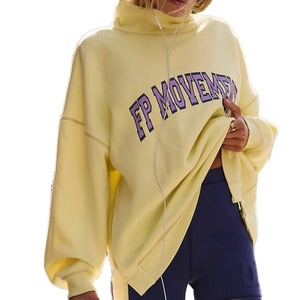 Nouveau Sweat-shirt Polaire Personnalisé pour Femme, Col Montant Long, Coupe Oversize, avec Impression de Lettres et Broderie, Collection Automne Hiver - Product Image 1