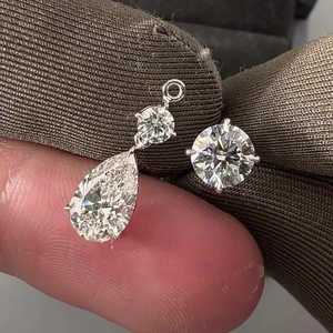 Pear Round Lab Grown Diamond Dangle Drop Earrings Custom 4.20Ct 925 Silver 14K Gold Bridal Wholesale Factory Price Manufacturer - Product Image 6