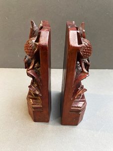 Artisan Handcrafted Wood <b>Bookends</b> with Floral Carvings | Elegant Sheesham Decor - Product Image 3