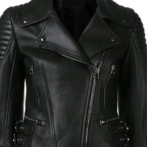 Chaqueta de Motociclista con Hombros Acolchados, Cuello Solapa, Cremallera Asimétrica, Abrigo Negro para Moto, Ropa Exterior, Venta al por Mayor OEM - Product Image 1