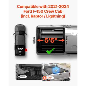 Copertura Rigida Retrattile per Ford F-150 Crew Cab 2021-2024, 5.5 ft, con Tubo di Drenaggio Integrato - Product Image 2