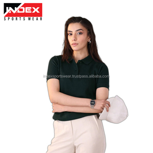 Polo Rojo de Mujer, Manga Corta, Color Sólido, Piqué, Ropa Casual - Product Image 2