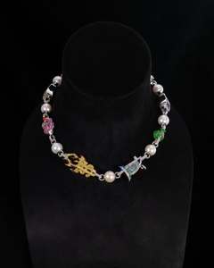 Collar de Cadena con Eslabones de Perlas de Agua Dulce y Moissanita Dorada Personalizada, Colgante Geométrico de Plata de Ley 925, Regalo Unisex Moderno y a la Moda - Product Image 6
