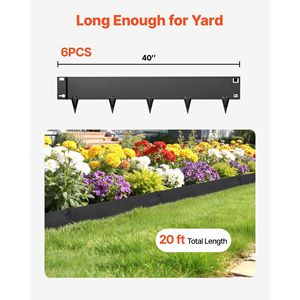 Bordatura per Giardino in Acciaio Zincato, Confezione da 6, 40 x 8,15 Pollici, Resistente e Facile da Installare, Guanti da Giardinaggio e Attrezzatura Protettiva - Product Image 4