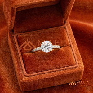 18K Gold Plated Round Moissanite Engagement Ring Lab Grown Diamond Bridal Jewelry Women USA Luxury <b>Gift</b> - Product Image 3