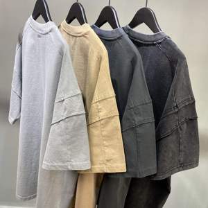 เสื้อยืดโอเวอร์ไซส์ปักโลโก้ตามสั่ง ผู้ชาย ผ้าฝ้าย 100% 275gsm ทรงหลวม สไตล์ไฮสตรีท รับผลิตแบบ OEM ODM ผู้ผลิตเสื้อผ้าสตรีทแวร์ - Product Image 5