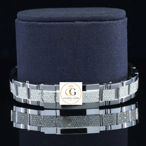 Reloj de Pulsera de Acero Inoxidable con Diamantes Moissanite VVS Mecánicos Automáticos de la Mejor Calidad, con Cristal Analógico y Detalles en Oro Blanco - Product Image 5