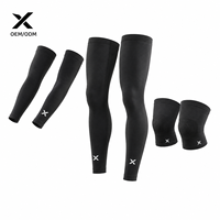 Ensemble de manchons de compression pour bras et jambes, chauffe-genoux noirs, respirants, anti-humidité, UPF30, en polyester, couleur personnalisable, unisexe, pour le sport