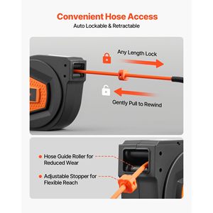 Accessori e Ricambi per Utensili Pneumatici: Avvolgitubo Aria Retrattile da 1/4 Pollici x 50 Piedi, Max 300 PSI, Avvolgimento Automatico, 6.6 Pollici - Product Image 3