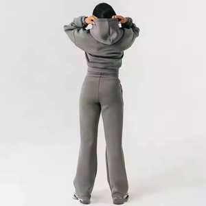 Conjunto Deportivo de Mujer, Sudadera Corta con Capucha y Pantalones Deportivos de Felpa, Chándal de Alta Calidad para Mujer - Product Image 2